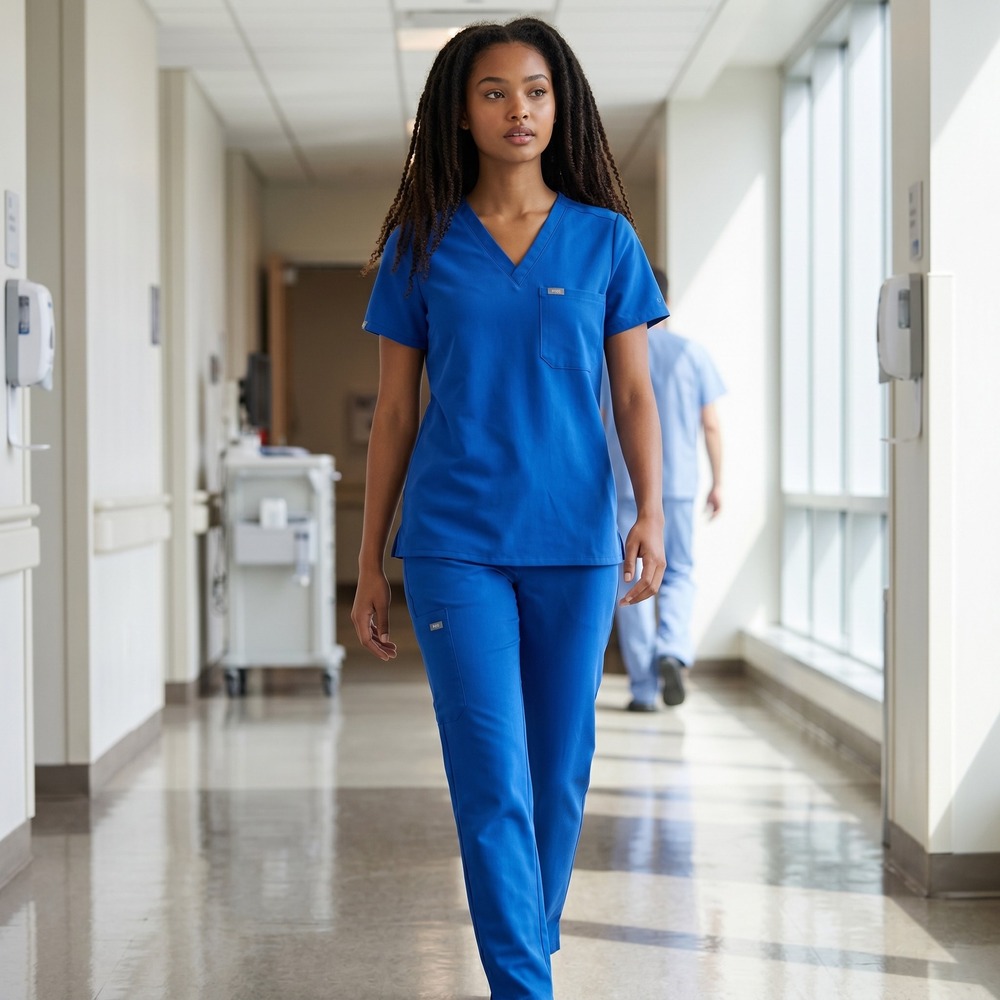 FIGS Casma Three-Pocket Scrub Top Royal Blue Technical Collection XXS Women‎